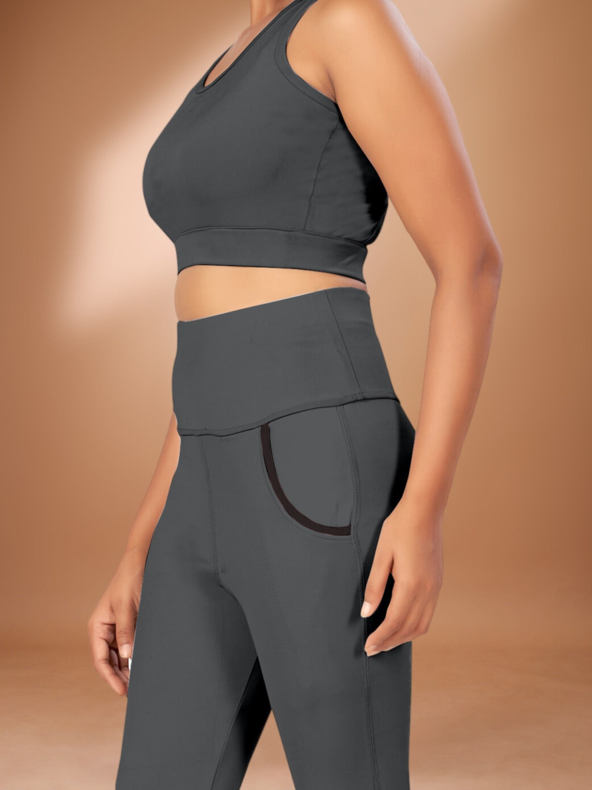Deep Pocket Dark Grey Tight Legging For Women