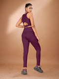 Deep Pocket Co-ord Wine Tight Legging For Women
