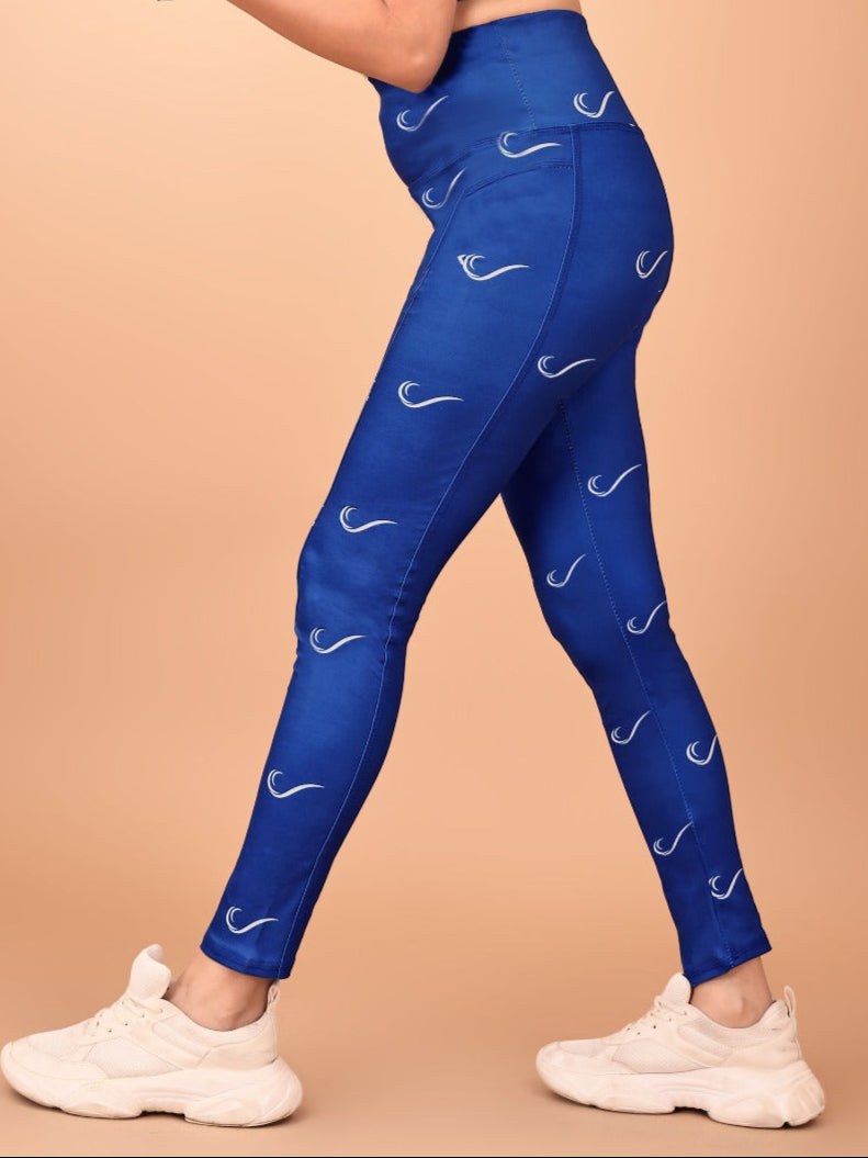 Signature Print Navy Blue Tight Legging For Women