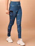 Signature Print Aqua Blue Tight Legging For Women