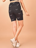 Signature Print Black Tight Short For Women