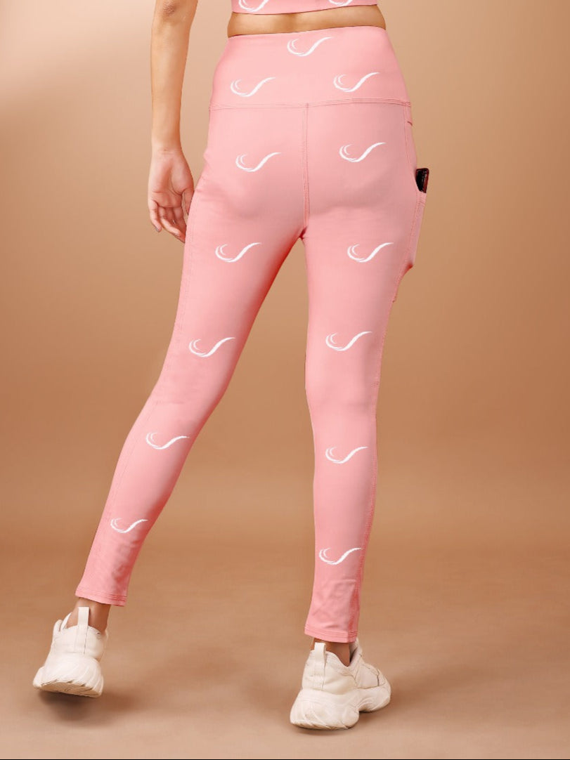 Signature Print Peach Tight Legging For Women