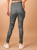 Signature Print Dark Grey Tight Legging For Women