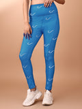Signature Print Royal Blue Tight Legging For Women