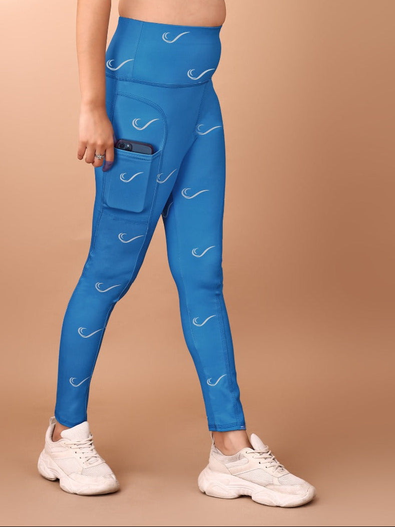 Signature Print Royal Blue Tight Legging For Women