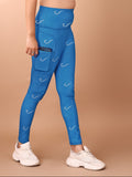 Signature Print Royal Blue Tight Legging For Women