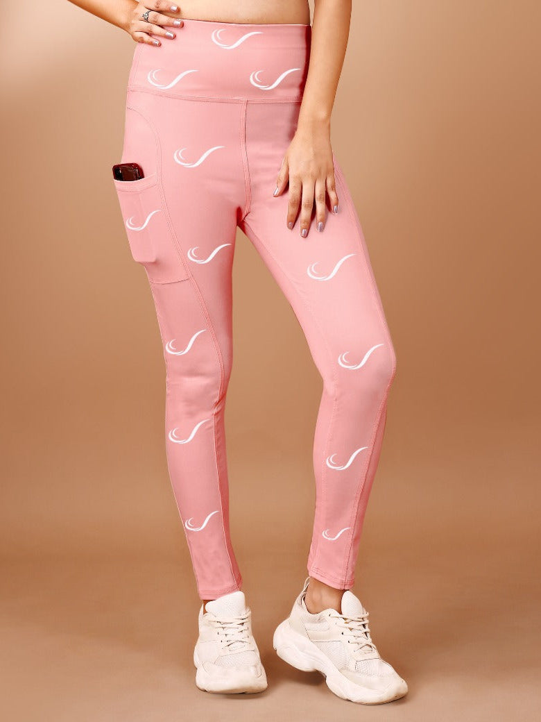 Signature Print Peach Tight Legging For Women