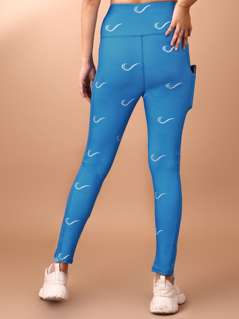 Signature Print Royal Blue Tight Legging For Women
