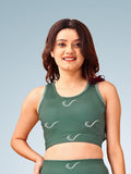Signature Print Olive Green Co-Ords Short For Women