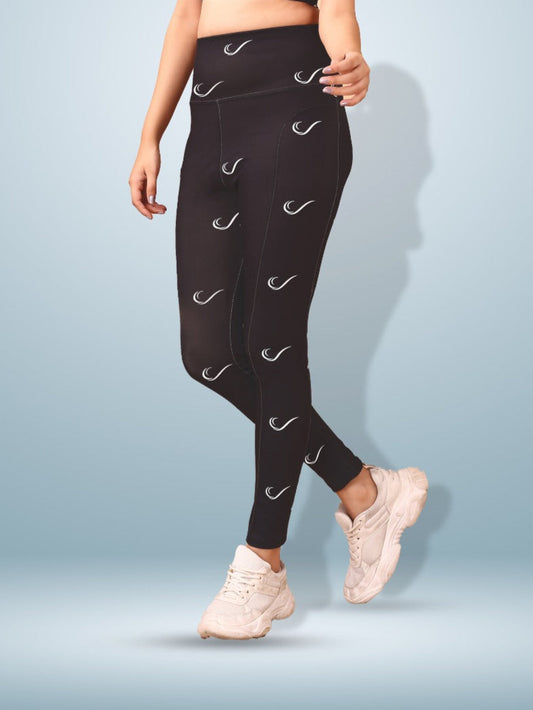 Signature Print Black Tight Legging For Women