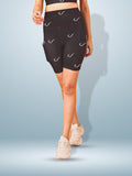 Signature Print Black Tight Short For Women