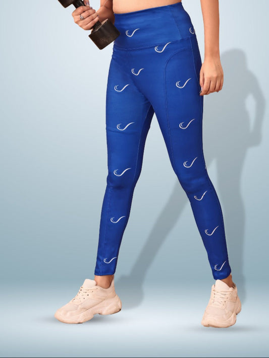 Signature Print Navy Blue Tight Legging For Women