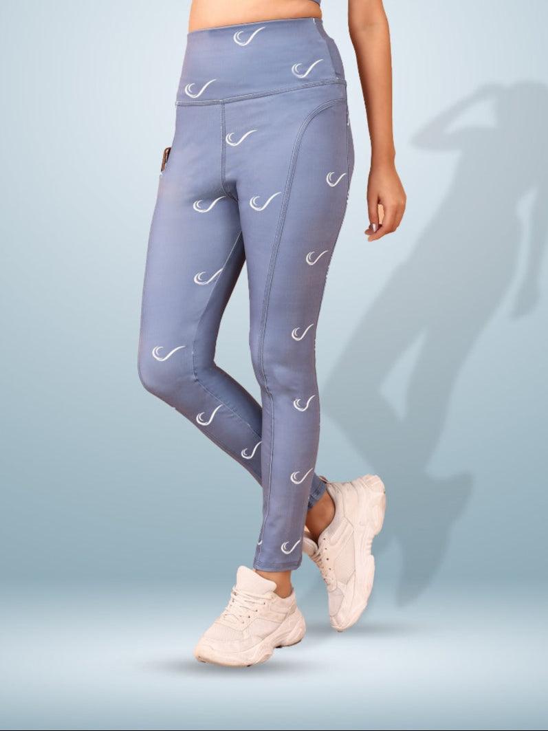 Signature Print Light Grey Tight Legging For Women