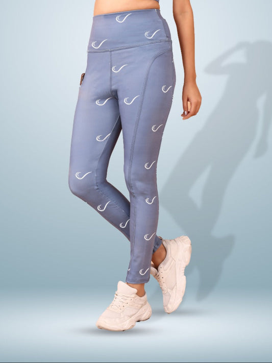 Signature Print Light Grey Tight Legging For Women