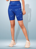 Signature Print Navy Blue Tight Short For Women