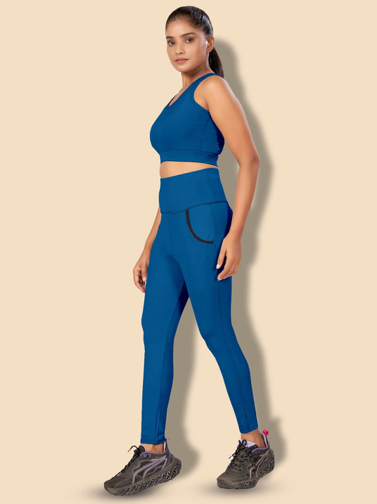 Deep Pocket Airforce Blue Tight Legging For Women