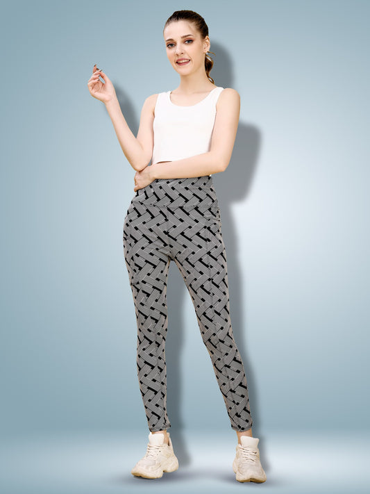New Print Charcoal Chex Tight Legging For Women